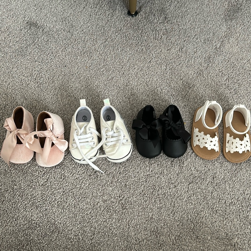 Never worn new with stickers baby shoes assorted sneakers and dress sandals